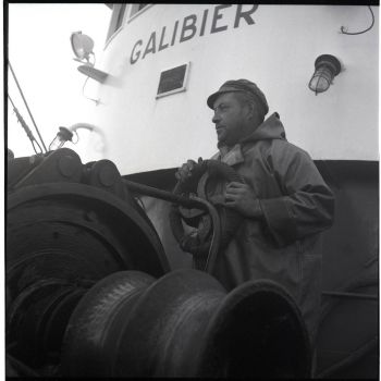 Albert Tanguy treuilliste sur le Galibier 1958