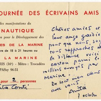 Carton d'invitation au salon nautique - 10 octobre 1953