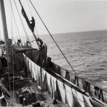 Chalutier Terre Neuvas Vikings   séchage des prélarts de pile 1939